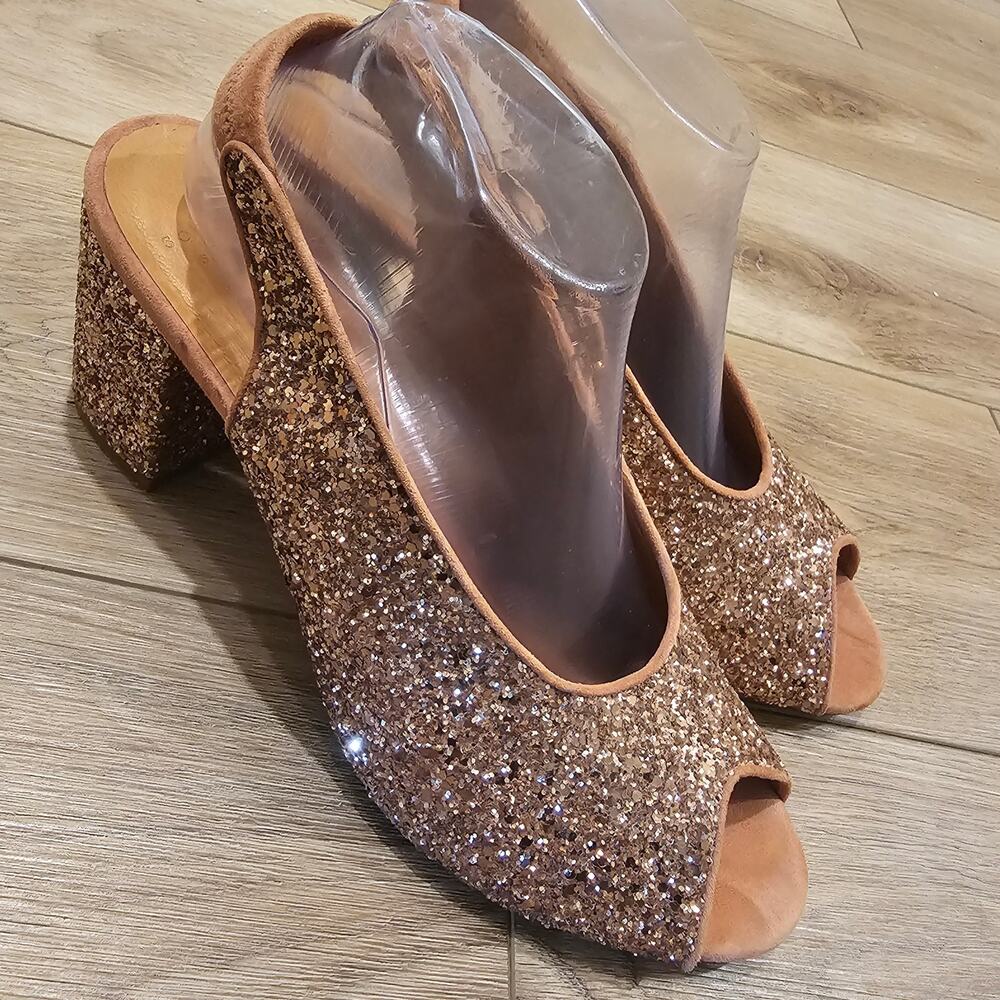 Souliers Sezane  Glitter Sling Back Heels Size 11 FIRM ON PRICE